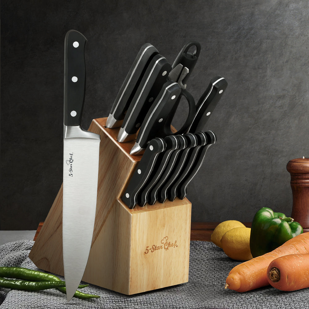 5-Star Chef 16-Piece Kitchen Knife Set Stainless Steel Non-stick with – The  Oz Family Store