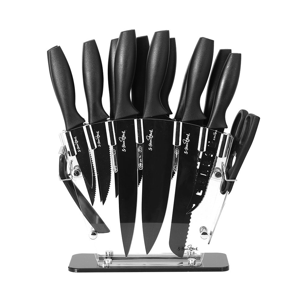 Knives Set with Acrylic Stand, 17Pcs Stainless Steel